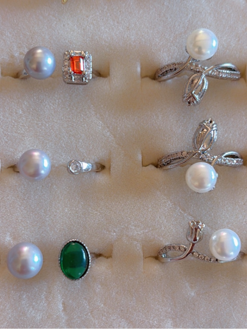 Freshwater Pearl 925 Sterling Silver Ring|White | Silver | Blue | Floral | Stone